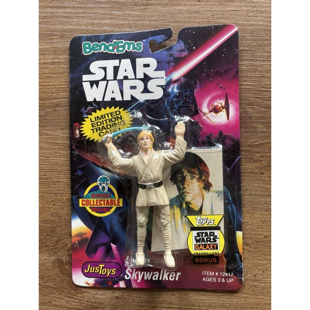 1993 Just Toys Bend-Ems Star Wars Luke Skywalker Sealed w/ Topps Galaxy Card